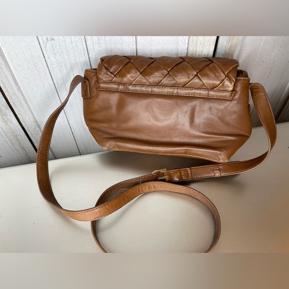 Dune London Dempsey Tan Brown Small Woven Leather Crossbody Bag - Picture 5 of 8